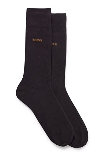 BOSS Herren 2P RS Uni CC Mittelhohe Socken aus elastischem Baumwoll-Mix im Zweier-Pack Dunkelbraun 47-50 von BOSS