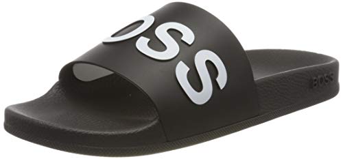 HUGO BOSS Herren Badeschuhe Poolsandalen Bay Slid 50425152, Farbe:Schwarz, Schuhgröße:EUR 42, Artikel:-001 Black von HUGO BOSS