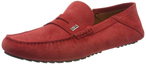 BOSS Herren Driver_mocc_sdlg Mokassin, Rot Dark Red 605, 45 EU von BOSS