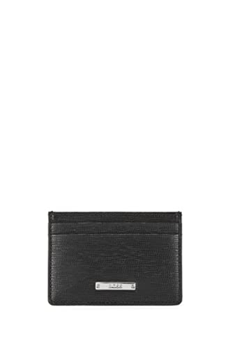 BOSS Herren GalleryA S Card Kartenetui aus geprägtem Leder mit Logo-Plakette Schwarz Stck von Hugo Boss