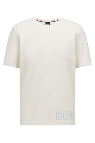 BOSS Herren Identity T-Shirt RN Pyjama-Shirt aus Stretch-Baumwolle mit Logo-Umriss Weiß M von BOSS