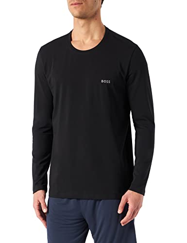 BOSS Herren Mix&Match LS-Shirt R Regular-Fit Longsleeve aus Stretch-Baumwolle mit Logo-Stickerei Schwarz S von BOSS