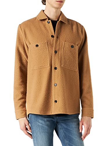 BOSS Herren Nambo RA Overshirt aus Woll-Mix mit exklusivem Logo Beige L von BOSS