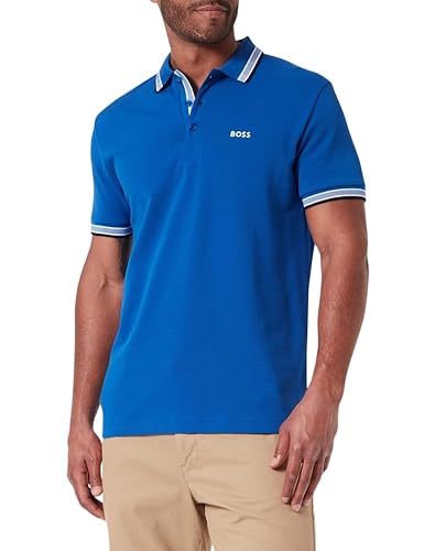 BOSS Herren Paddy Curved Poloshirt, New-Medium Blue420, XXL von BOSS
