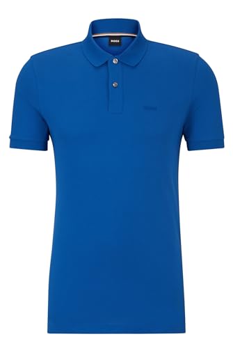 BOSS Herren Pallas Regular-Fit Poloshirt aus Baumwolle mit Logo-Stickerei Blau XL von BOSS