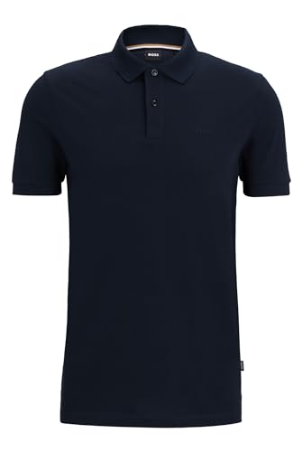 BOSS Herren Pallas Regular-Fit Poloshirt aus Baumwolle mit Logo-Stickerei Dunkelblau XL von HUGO BOSS