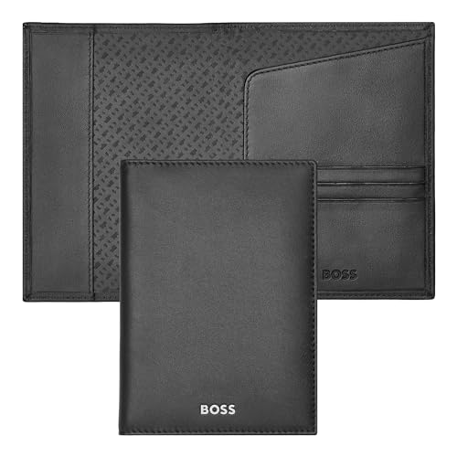 HUGO BOSS Classic Smooth Schwarz Geldbörse mit 4 Steckplätzen und Reisepasshalterung aus Lammfell von HUGO BOSS