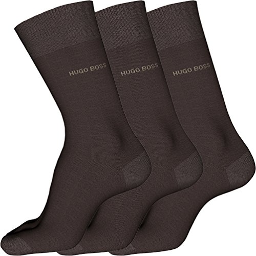 BOSS HUGO Herren Socken Business Socke einfarbig uni Baumwolle mit Elasthan 206 Dunkelbraun 47-50 von BOSS