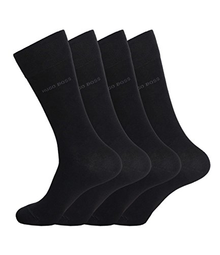 Hugo Boss Herren Socken Strümpfe Business Allround RS Uni 50272214 4 Paar, 47-50, Schwarz (Black 1) von Hugo Boss