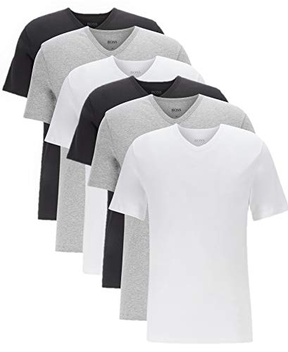 BOSS Hugo Herren T-Shirts Business Shirts V-Neck 50325389 6er Pack, Farbe:Mehrfarbig, Größe:2XL, Artikel:-999 Mix von HUGO BOSS