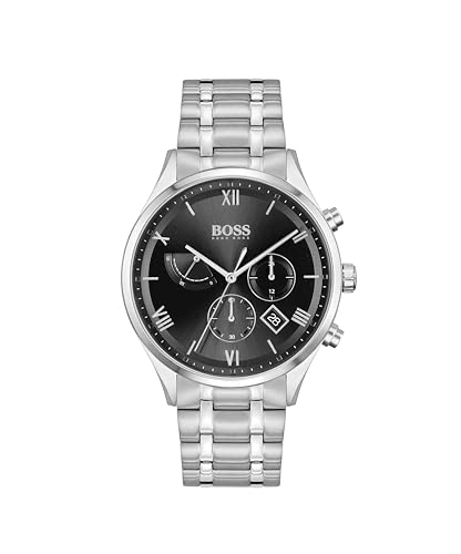 BOSS Chronograph Quarz Uhr für Herren mit Silbernes Edelstahlarmband - 1513891 von BOSS