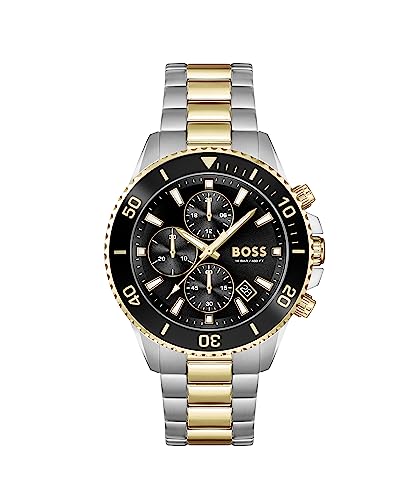 BOSS Chronograph Quarz Uhr für Herren Kollektion Admiral mit Zweifarbiges Edelstahlarmband - 1513908 von BOSS