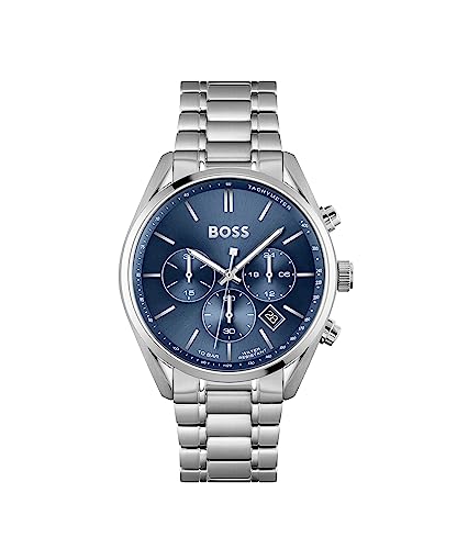 BOSS Chronograph Quarz Uhr für Herren mit Silbernes Edelstahlarmband - 1513818 von BOSS