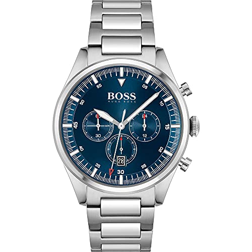 BOSS Chronograph Quarz Uhr für Herren mit Silbernes Edelstahlarmband - 1513867 von BOSS