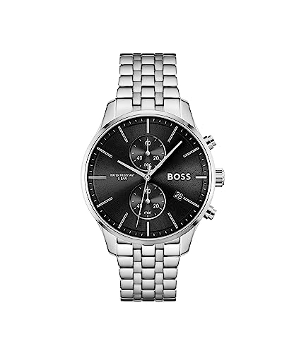 BOSS Chronograph Quarz Uhr für Herren mit Silbernes Edelstahlarmband - 1513869 von BOSS