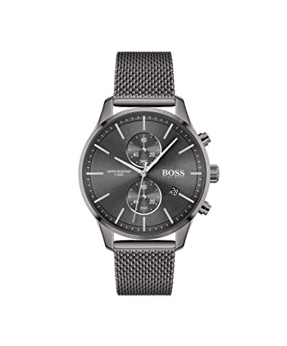 BOSS Chronograph Quarz Uhr für Herren mit Graues Edelstahl-Mesh-Gliederarmband - 1513870 von BOSS