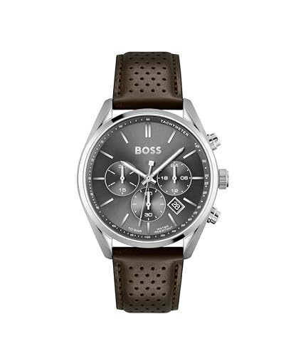 BOSS Chronograph Quarz Uhr für Herren mit Braunes Lederarmband - 1513815 von BOSS