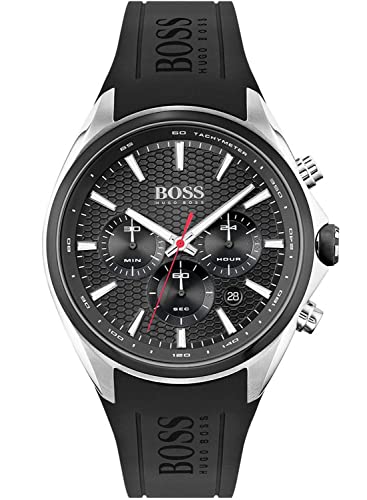 BOSS Herren Analog Quarz Uhr mit Silicone Armband 1513855 von BOSS