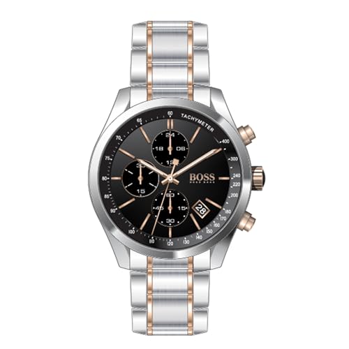 BOSS Chronograph Quarz Uhr für Herren Kollektion Grand Prix mit Zweifarbiges Edelstahlarmband - 1513473 von BOSS