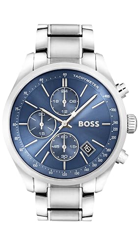 BOSS Chronograph Quarz Uhr für Herren mit Silbernes Edelstahlarmband - 1513478 von BOSS