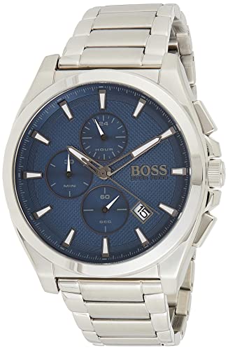 BOSS Chronograph Quarz Uhr für Herren mit Silbernes Edelstahlarmband - 1513884 von BOSS