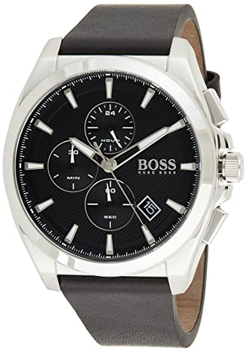 BOSS Chronograph Quarz Uhr für Herren mit Schwarzes Lederarmband - 1513881 von BOSS