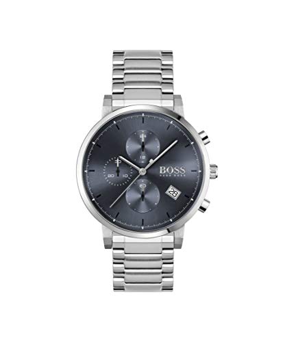 BOSS Chronograph Quarz Uhr für Herren mit Silbernes Edelstahlarmband - 1513779 von BOSS