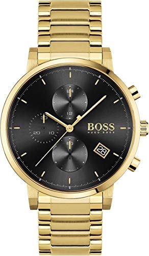 BOSS Chronograph Quarz Uhr für Herren mit Gelbgoldfarbenes Edelstahlarmband - 1513781 von BOSS