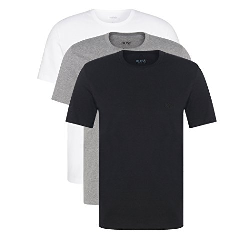 Hugo Boss 3er Pack O Neck S 999 Rundhals Ausschnitt T Shirts weiss graumeliert, Farbmix Weiss, Grau, Schwarz, S(4)48 von BOSS