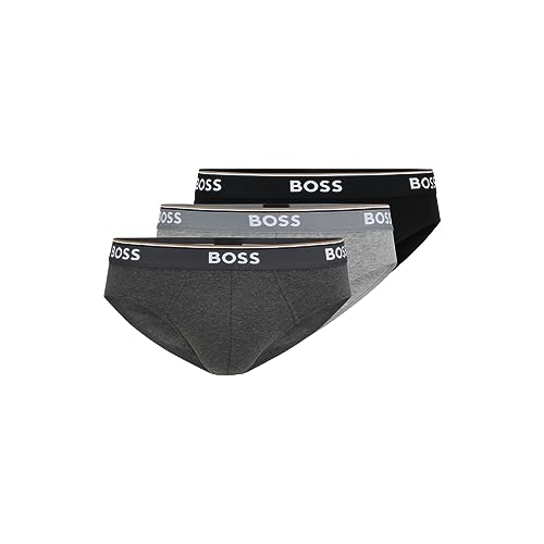 BOSS Herren 3er-Pack Klassische Stretch-Slips mit Normaler Passform Slip, Grau/Anthrazit/Schwarz, Medium von BOSS