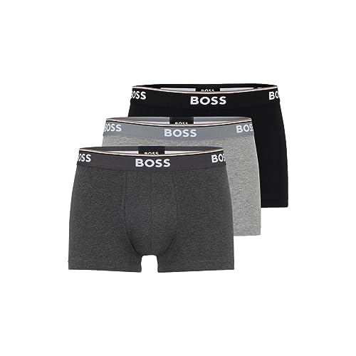BOSS Herren 3er-Pack Shorts aus Stretch-Baumwolle, Normale Passform Badehose, Grau/Anthrazit/Schwarz, Medium von BOSS