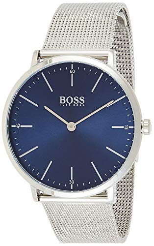 BOSS Analog Quarzuhr für Herren mit Silbernes Edelstahl-Mesh-Gliederarmband - 1513541 von BOSS