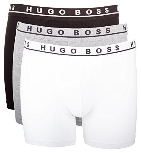 Hugo Boss Herren Boxer Shorts 3er Pack Unterwäsche Schwarz-Weiß-Grau L von BOSS