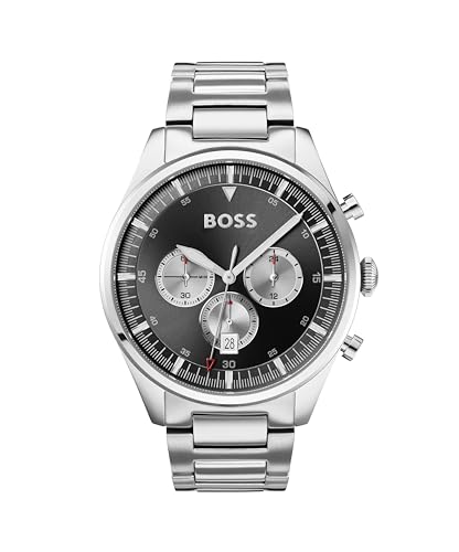 BOSS Chronograph Quarz Uhr für Herren mit Silbernes Edelstahlarmband - 1513712 von BOSS