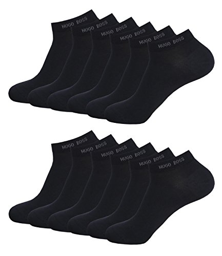 Hugo Boss Herren Sneaker Socken Füßlinge Business Socks 50388443 12 Paar, Farbe:Schwarz, Größe:39-42, Artikel:-001 black von HUGO BOSS