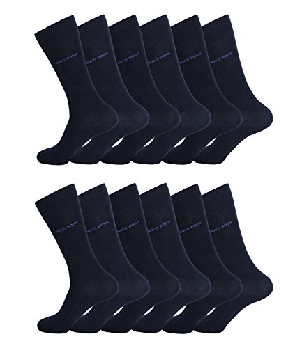 HUGO BOSS Herren Socken Strümpfe Business Allround RS Uni 50388437 12 Paar, Farbe:Blau, Größe:47-50, Artikel:-401 dark blue_A von HUGO BOSS