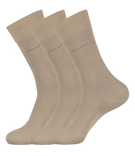 HUGO BOSS Herren Socken Strümpfe Business George RS Uni 50388433 3 Paar, Farbe:Beige, Größe:43-44, Menge:3 Paar (3x 1 Paar), Artikel:-261 medium beige von HUGO BOSS