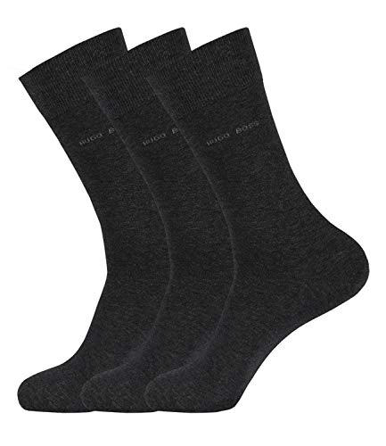 HUGO BOSS Herren Socken Strümpfe Business George RS Uni 50388433 3 Paar, Farbe:Grau, Größe:43-44, Menge:3 Paar (3x 1 Paar), Artikel:-012 charcoal von HUGO BOSS