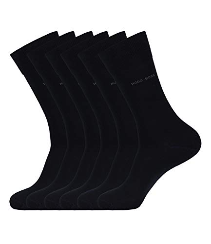 HUGO BOSS Herren Socken Strümpfe Business Marc RS Uni 50388436 6 Paar, Farbe:Schwarz, Größe:39-42, Artikel:-001 black von HUGO BOSS