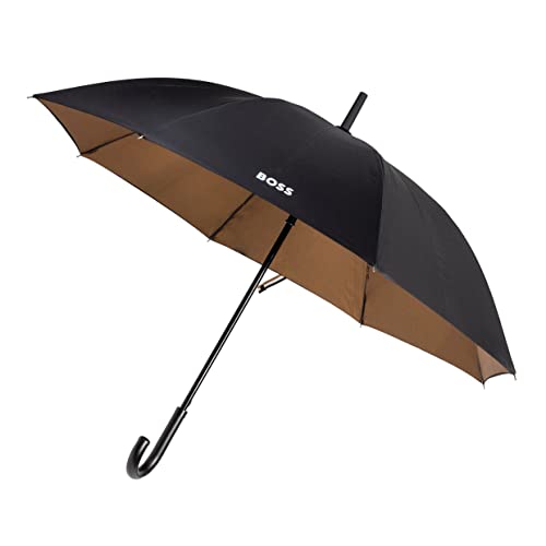 Hugo Boss Iconic Regenschirm Stockschirm aus Polyester in der Farbe Schwarz, Maße offen: Länge ca. 91 cm, Durchmesser ca. 108 cm, HUN321A von Hugo Boss