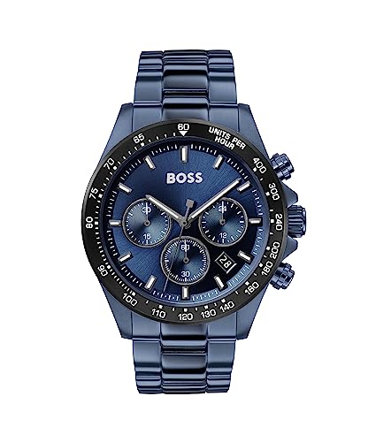 BOSS Chronograph Quarz Uhr Für Herren Mit Blaues Edelstahlarmband - 1513758 von BOSS