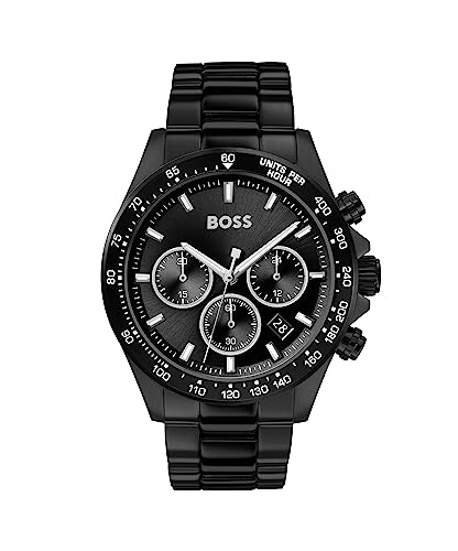 BOSS Chronograph Quarz Uhr für Herren mit Schwarzes Edelstahlarmband - 1513754 von BOSS