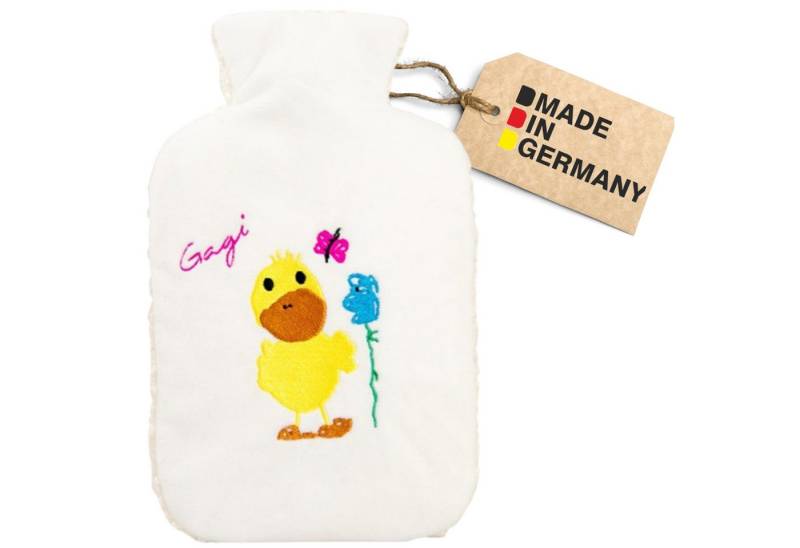 Hugo Frosch Wärmflasche - Kinder Öko-Wärmflasche 0,8 l mit Flauschbezug "Ente Gagi" weiss, Made in Germany - Flauschig & Nachhaltig von Hugo Frosch