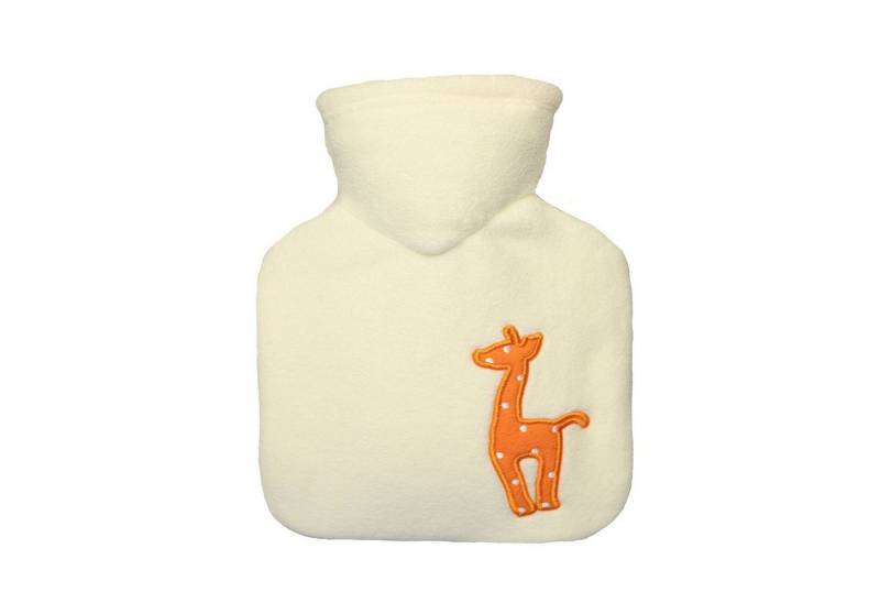 Hugo Frosch Wärmflasche - Kinder-Wärmflasche 0,6 l mit Bezug Fleece Tier Motiv, Made in Germany - Giraffe creme von Hugo Frosch