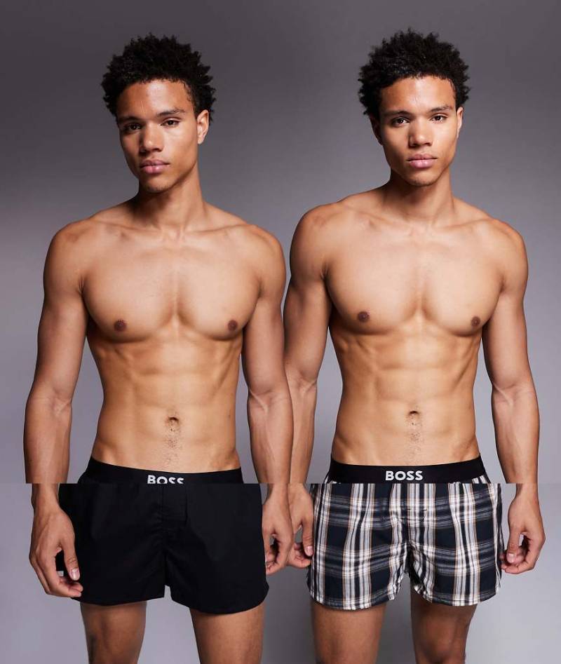 BOSS Bodywear - 2er-Pack Boxershorts in Schwarz mit Design-Print von Hugo Red