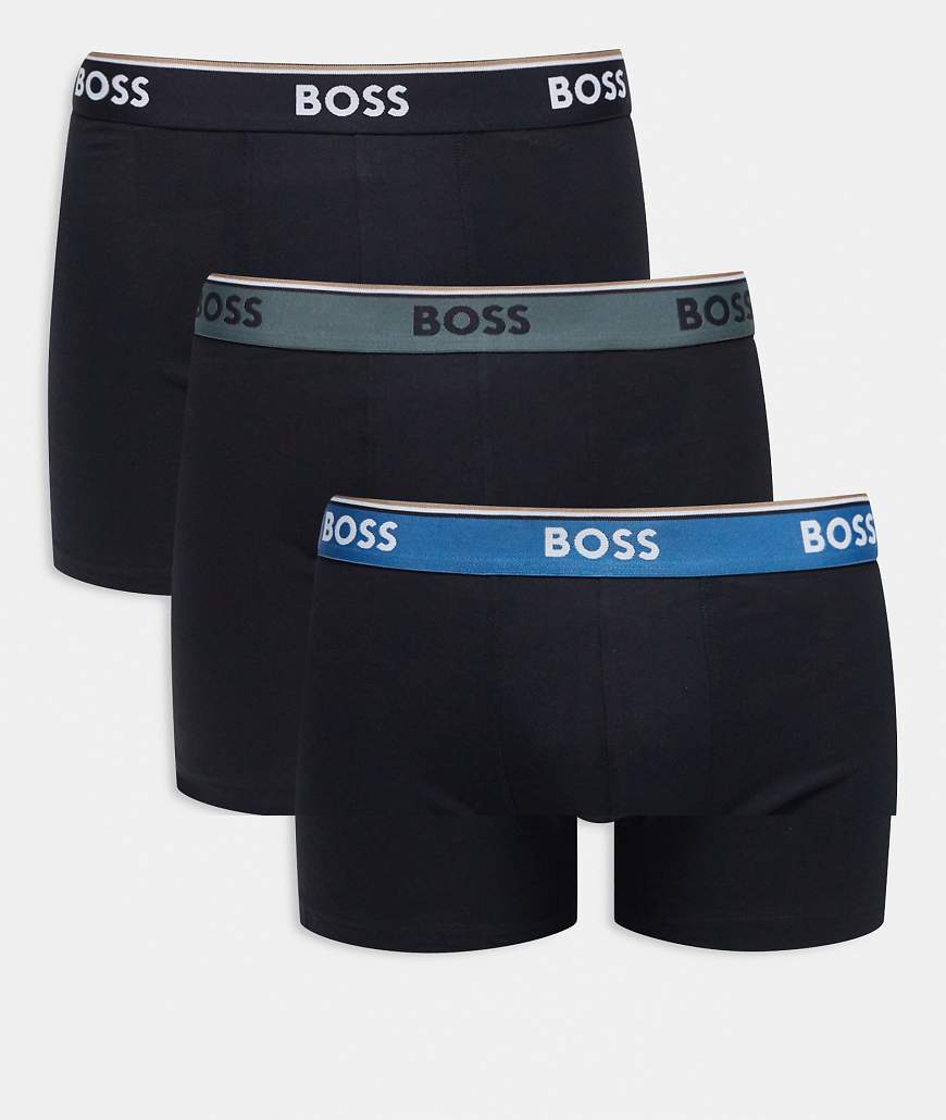 BOSS Bodywear - 3er-Pack Power-Boxershorts in Schwarz mit kontrastierendem Bund von Hugo Red