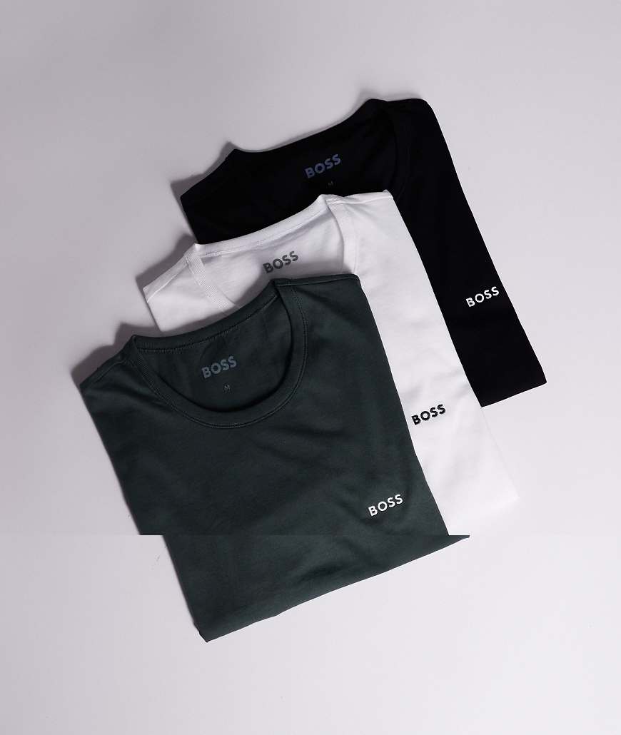 BOSS Bodywear - Classic - 3er-Pack T-Shirts in Schwarz/Weiß/Grau mit Logo und regulärem Schnitt-Bunt von Hugo Red