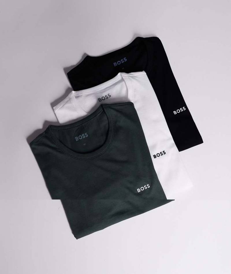 BOSS Bodywear - Classic - 3er-Pack T-Shirts in Schwarz/Weiß/Grau mit Logo und regulärem Schnitt-Bunt von Hugo Red