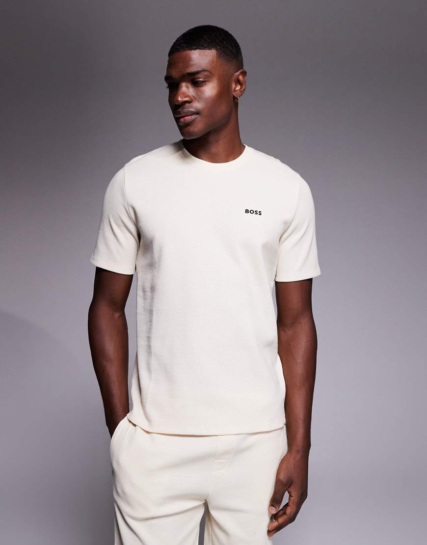 BOSS - Bodywear - Lounge-T-Shirt in Weiß mit Waffelstruktur von Hugo Red