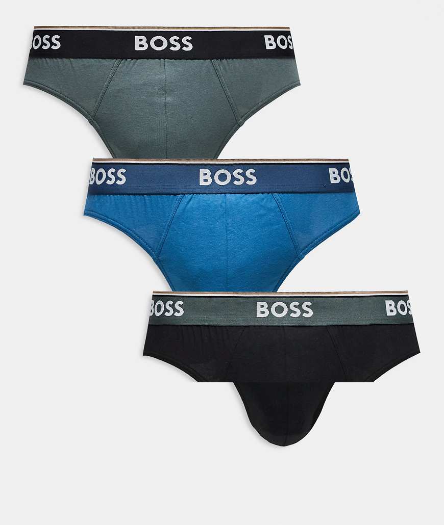 BOSS Bodywear - Power - 3er Pack Unterhosen in Schwarz, Grau und Blau-Bunt von Hugo Red